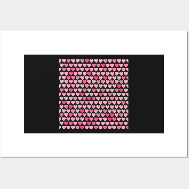 Valentines Hearts- Black Background Wall Art by smoochugs